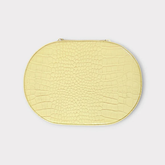 Moc Croc Medium Size Jewelry Case Yellow Zip Around Velvet Lined - Picture 3 of 10